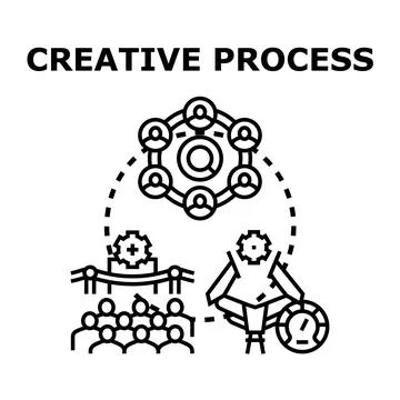 Creative process developing new ideas and innovation project Illustrazione stock