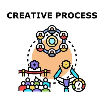 Creative process developing new ideas and innovation project Stock Illustration