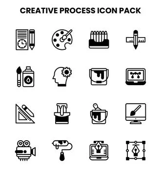 Creative Process DuoTone Bundle Icons Pack Illustrazione stock