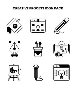 Creative Process DuoTone Collection Icons Pack Stock Illustration