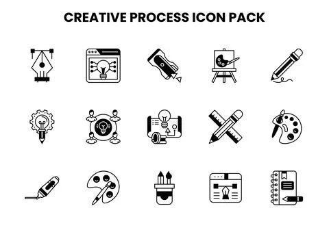 Creative Process DuoTone Graphics Icons Pack Illustrazione stock