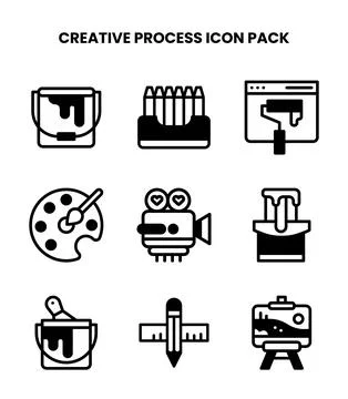 Creative Process DuoTone Graphics Icons Pack Stock Illustration