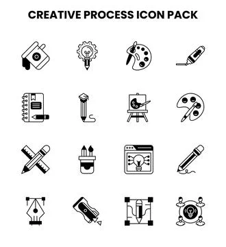 Creative Process DuoTone Set Icons Pack Stock Illustration