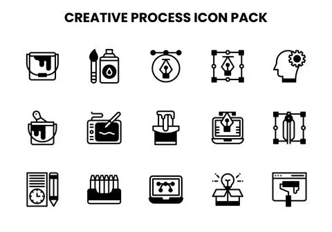 Creative Process DuoTone Set Icons Pack Иллюстрация