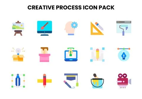 Creative Process Flat Design Icons Pack 스톡 일러스트