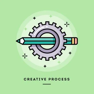 Creative process, flat design thin line banner Stock Illustration