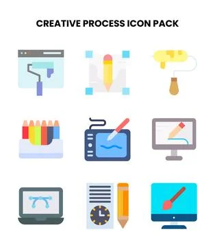 Creative Process Flat Graphics Icons Pack Illustrazione stock