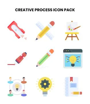 Creative Process Flat Icons Pack Illustrazione stock