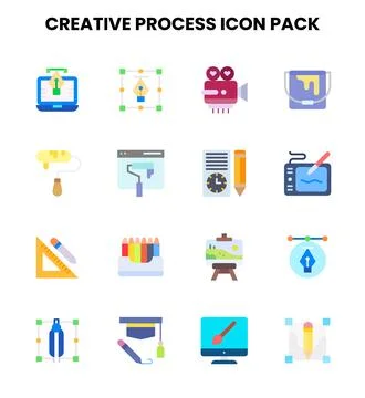 Creative Process Flat Icons Pack Stock Illustration
