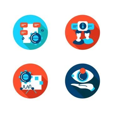 Creative process flat icons set Stock Illustration