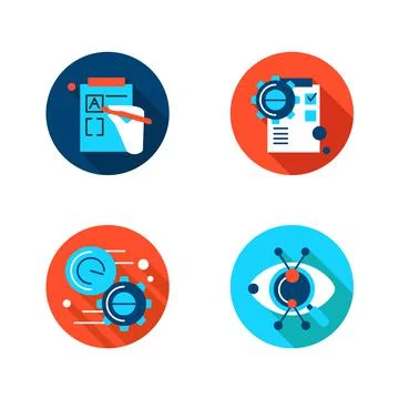 Creative process flat icons set Stock Illustration