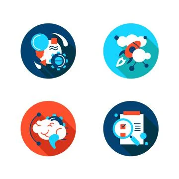 Creative process flat icons set Stock Illustration