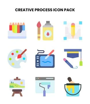 Creative Process Flat Scalable Icons Pack Illustrazione stock