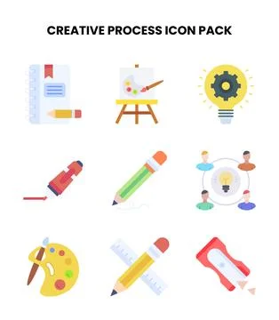 Creative Process Flat Scalable Icons Pack イラスト素材