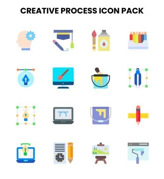 Creative Process Flat UI Icons Pack Illustration