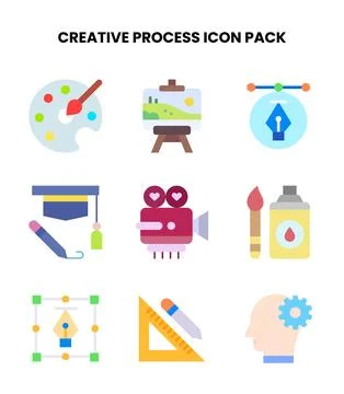 Creative Process Flat Vector Icons Pack Stock Illustration