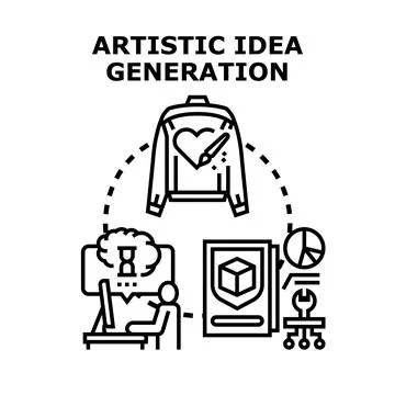 Creative process generating artistic ideas and design concepts Illustrazione stock