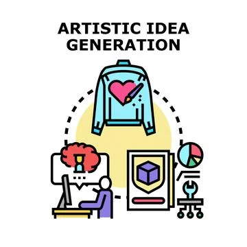 Creative process generating artistic ideas and design concepts 스톡 일러스트