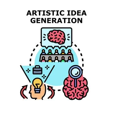 Creative process generating new artistic ideas and concepts Stock Illustration