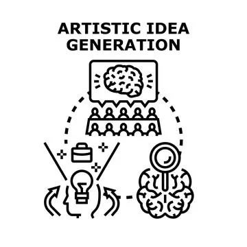 Creative process generating new artistic ideas and concepts Stockillustratie