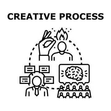 Creative process generating new business idea development Stock Illustration