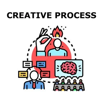 Creative process generating new business idea development 库存插图