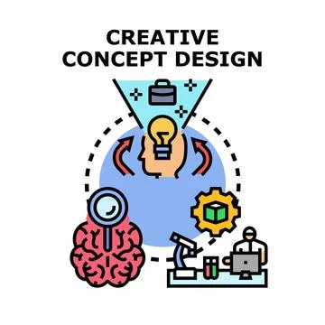 Creative process generating new concept design development Stock Illustration