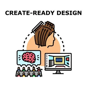 Creative process generating ready made designs for clients Stock Illustration