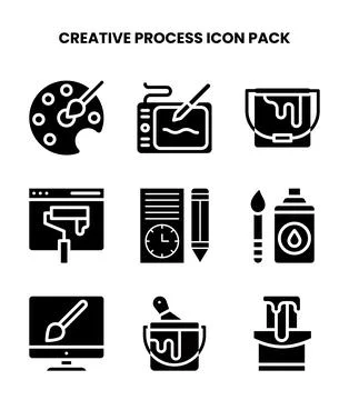 Creative Process Glyph Bundle Icons Pack Иллюстрация