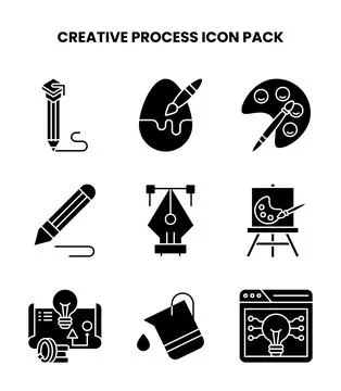 Creative Process Glyph Collection Icons Pack Stock Illustration