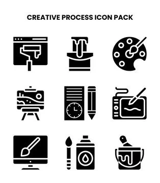 Creative Process Glyph Design Icons Pack Illustrazione stock
