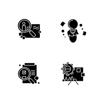 Creative process glyph icons set. Silhouette Stock Illustration