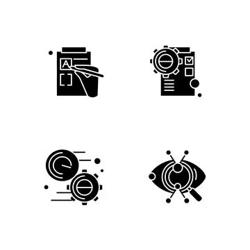 Creative process glyph icons set. Silhouette Stock Illustration