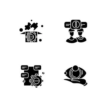 Creative process glyph icons set. Silhouette Stock Illustration