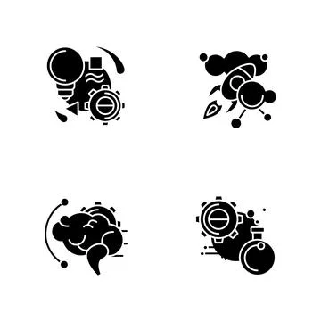 Creative process glyph icons set. Silhouette Stock Illustration