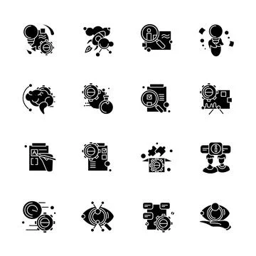 Creative process glyph icons set. Silhouette Stock Illustration
