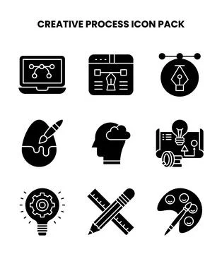 Creative Process Glyph Scalable Icons Pack Stock Illustration