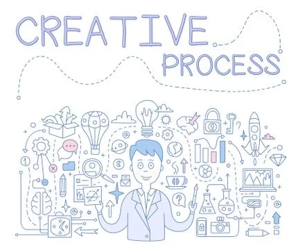 Creative Process, Handdrawn Vector Illustration Stock Illustration