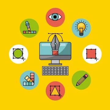 Creative process icon flat Illustrazione stock