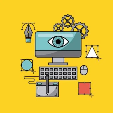 Creative process icon flat Stock Illustration