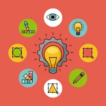 Creative process icon flat Stock Illustration