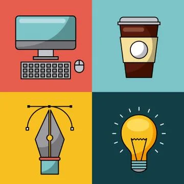 Creative process icon flat Stock Illustration