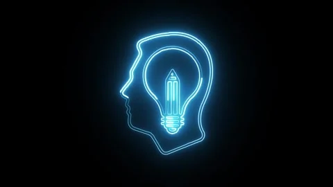 Creative Process Icon Isolated on Black Background, Idea Flow Neon Line Ani.. Stock Footage 324634489
