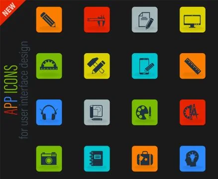Creative process icon set Stock Illustration