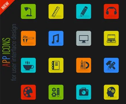 Creative process icon set Stock Illustration