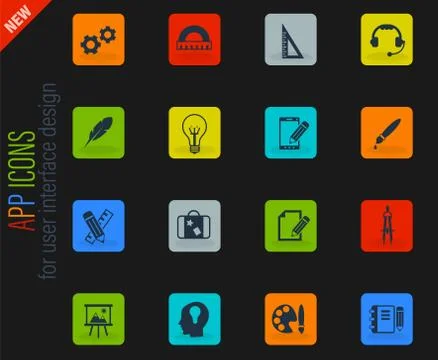 Creative process icon set Stock Illustration