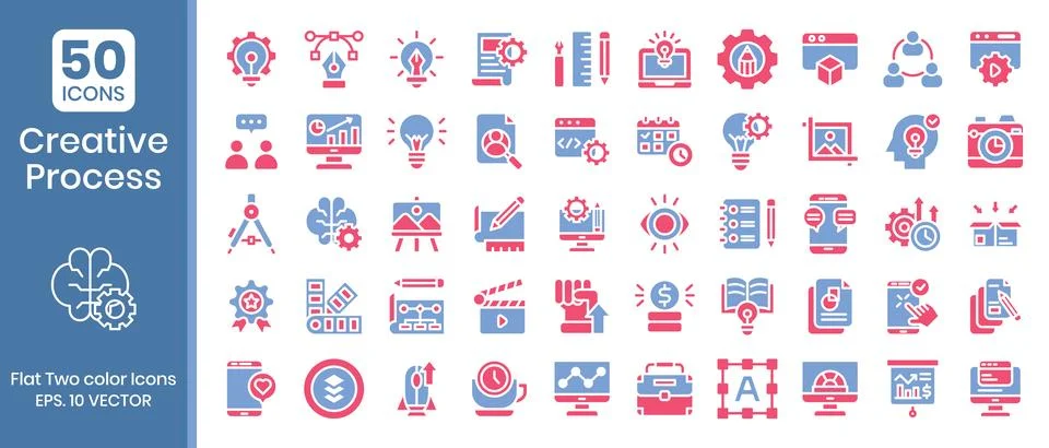 Creative process icons set. Flat style icons pack. Vector illustration 스톡 일러스트