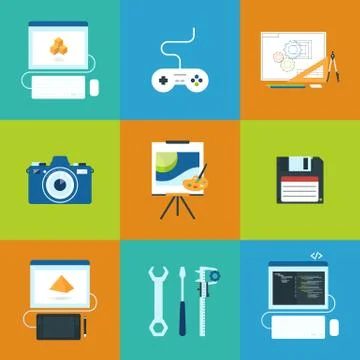 Creative process icons set Illustrazione stock