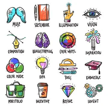 Creative Process Icons Set Stock Illustration