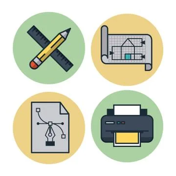 Creative process icons set Stock Illustration